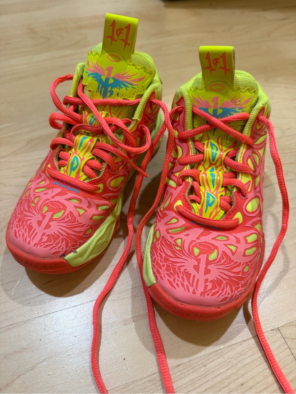Lamelo Ball Puma Kids Neon Coral & Yellow Athletic Sneakers